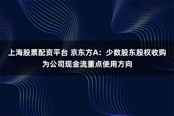 上海股票配资平台 京东方A：少数股东股权收购为公司现金流重点使用方向